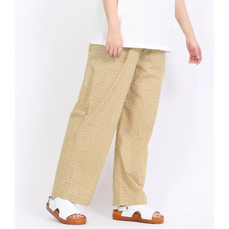 NOUVELLES DU PARADIS フラワータイルプリントワイドストレートパンツ/YE20 【日本製】